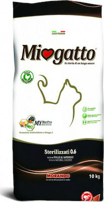 Miogatto Sterilised 0.6 Dry Food for Adult Neutered Cats with Corn / Chicken 10kg