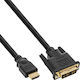 InLine 5m DVI-D male to HDMI male Cable Black (17665P)