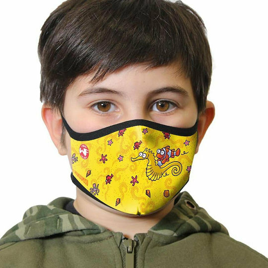 Kukuxumusu Fabric Children's Mask 3-5 Years with Reusable Filter Protective Mask Fabric Kids Yellow 18593 1pcs