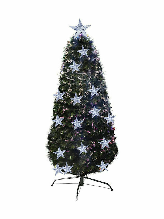 Χριστουγεννιάτικο Δέντρο Πράσινο 120εκ με Μεταλλική Βάση και Φωτισμό LED με Οπτικές Ίνες