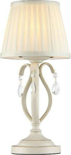 Maytoni Brionia Crystal Table Lamp for Socket E14 with Beige Shade and White Base