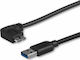 StarTech Regular USB 3.0 to micro USB Cable Left Angle (90°) Μαύρο 1m (USB3AU1MLS)