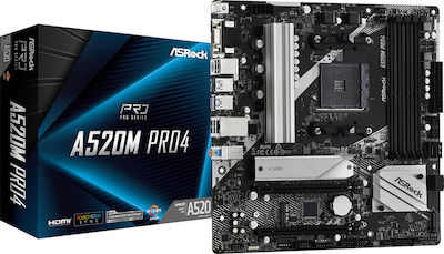 ASRock A520M Pro4 Motherboard Micro ATX with AMD AM4 Socket