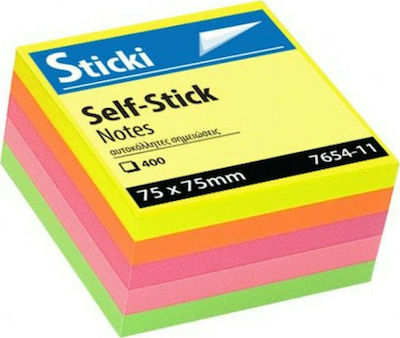 Selbstklebende Notizblöcke in Würfelform 400 Blätter 7.5x7.5Stück Sticki Neon