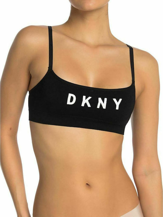 DKNY Seamless Scoop Logo Women's Bra without Padding Black