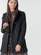 Women's Short Coat with Buttons Black