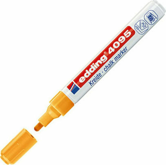 Edding Chalk Marker 4095 Μαρκαδόρος Πορτοκαλί Μαυροπίνακα Υγρής Κιμωλίας για Γυαλί Φωσφορούχο
