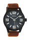 Oozoo Men's Watch 46mm Battery with Brown Leather Strap