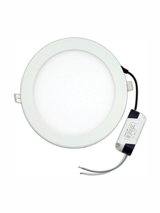 Eurolamp Στρογγυλό Χωνευτό LED Panel Ισχύος 20W με Φυσικό Λευκό Φως 22.5x22.5εκ.