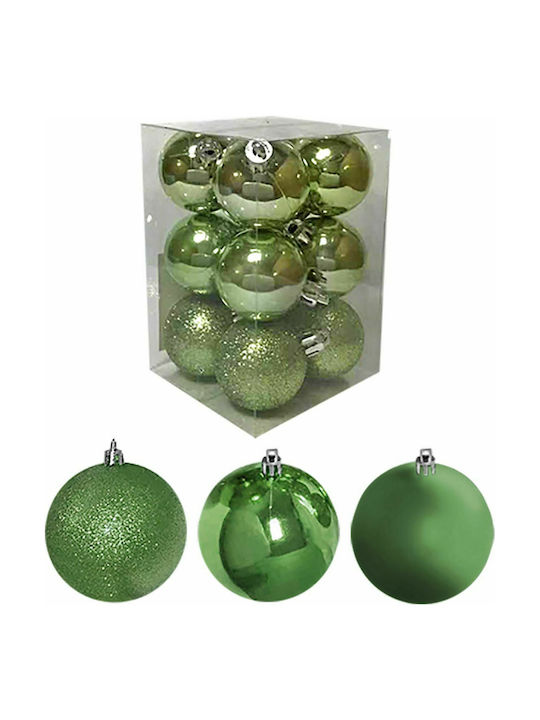 XMASfest Ornament de Crăciun Bilă Plastic Verde cu Pulbere de Aur cu Paiete 8buc Set 6buc