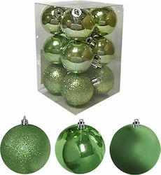 Set 12 Kunststoffgrüne Kugel Ornament 4cm