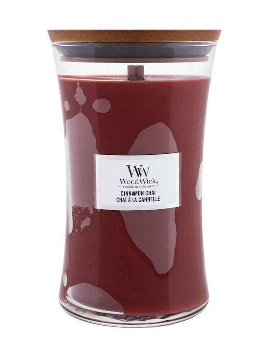 WoodWick Scented Candle Jar with Scent Cinnamon Chai Red 609.5gr 1pcs