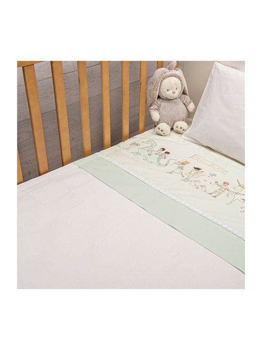 abo Blanket Cot Fairytale Waffle Green 100x150cm