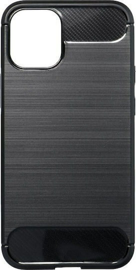Carbon Back Cover Silicon Negru (iPhone 12 / 12 Pro)