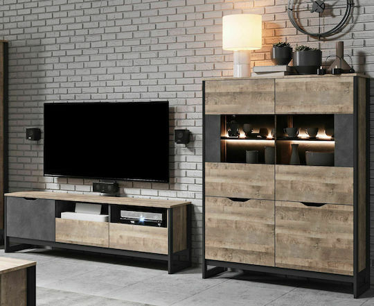 Σύνθετο Σαλονιού Arden Mini SV Sand με Βιτρίνα Μ270xΒ39.6xΥ150εκ.