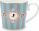 PiP Studio Love Birds Medallion Stripes Mug from Porcelain Blue-Khaki 250ml