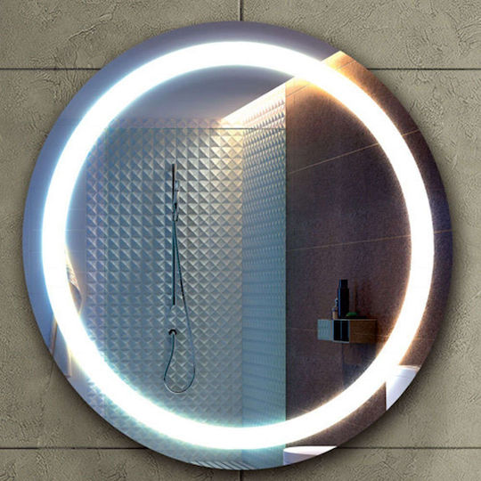 Karag Round Bathroom Mirror Led made of Stainless Steel 53x53cm