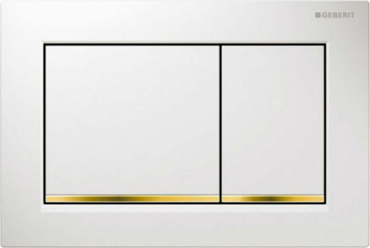 Geberit Omega 30 Spülplatten für Toiletten Doppelspülung Weiß mit goldener Verzierung White Gold