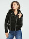 Guess Women's Short Biker Jacket for Winter Black