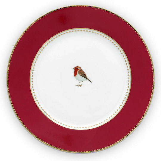 PiP Studio Love Birds Πιάτο Γλυκού από Πορσελάνη Red με Διάμετρο 17cm