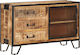 Sideboard made of Solid Wood & Metal with Drawers Raw Mango wood 100x31x60cm