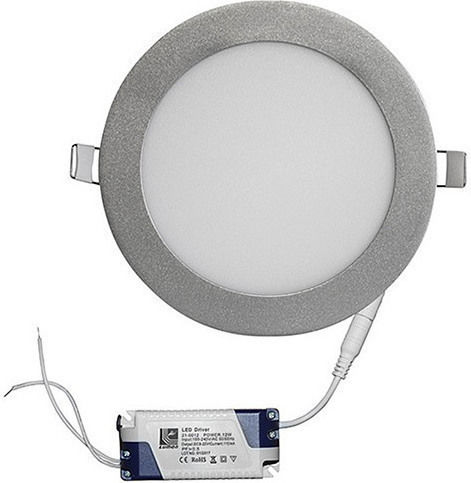Adeleq Στρογγυλό Χωνευτό LED Panel 12W με Ψυχρό Λευκό Φως 6300K 17εκ.