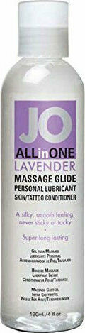 System Jo All-In-One Sensual Massage Glide Силиконов Лубрикант за Масаж Лавандулови Полета 120ml