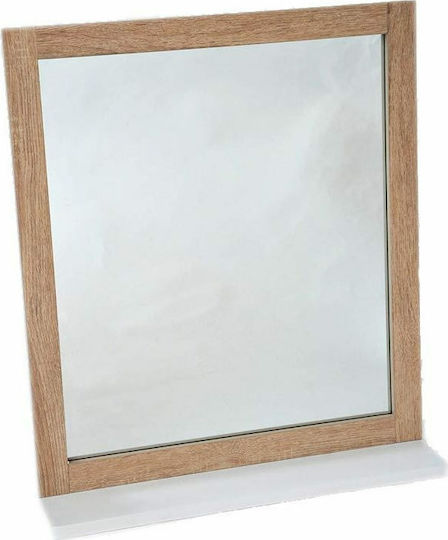 Stockholm Oglindă de Baie Dreptunghiulară din MDF cu Raft 48x54cm Maro