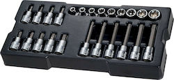 Stanley Μακριά Καρυδάκια με Μύτες Torx και Καρέ Υποδοχής 1/2'' Σετ 24τμχ