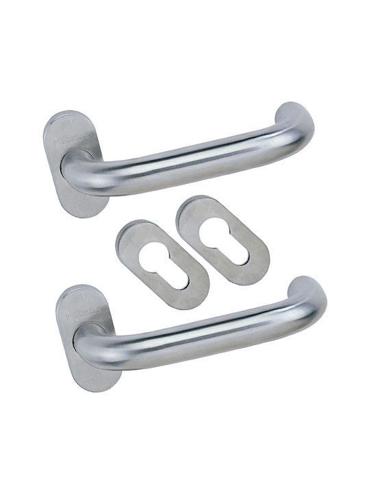 Domus 6000 Handle Window Pair with Rosette Silver