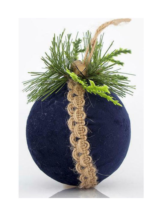 Hängendes Kugel Ornament Ornament Stoff Blau 8cm