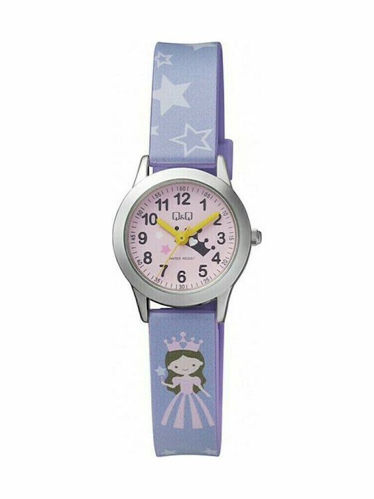 Q&Q Παιδικό Αναλογικό Ρολόι 24mm Princess Μωβ