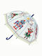 Djeco Kids Curved Handle Umbrella with Robot with Diameter 70cm Transparent