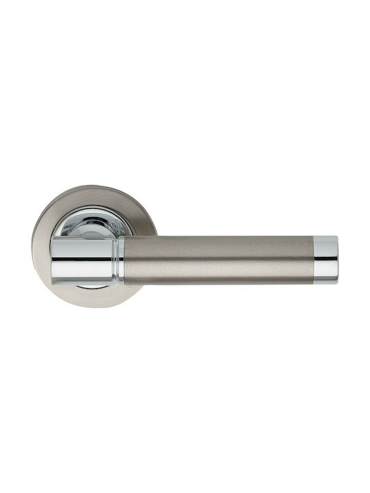 Zogometal Lever Middle Door with Rosette 161 161 Pair with Rosette Nickel / Chrome