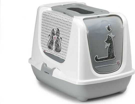 Moderna Cats In Love Cat Toilet Closed with Filter Gray L50 x W37.5 x H39.5cm