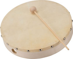 Soundsation Tambourine Maple Tambourine With Beater And Natural Leather Head 10" With Natural Leather Soundsation Tambourine Maple Tambourine With Beater And Natural Leather Head 10" With Natural Leather