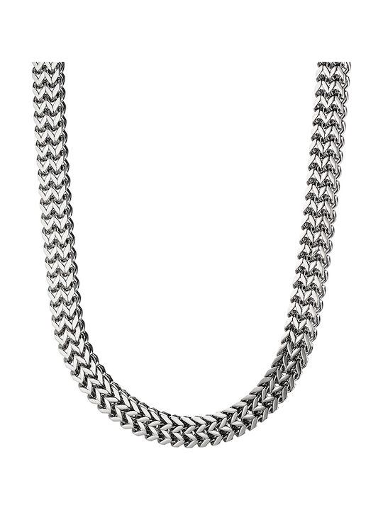 Oxzen Unisex Steel Neck Wide Chain White with Glossy Finish 316L 60cm