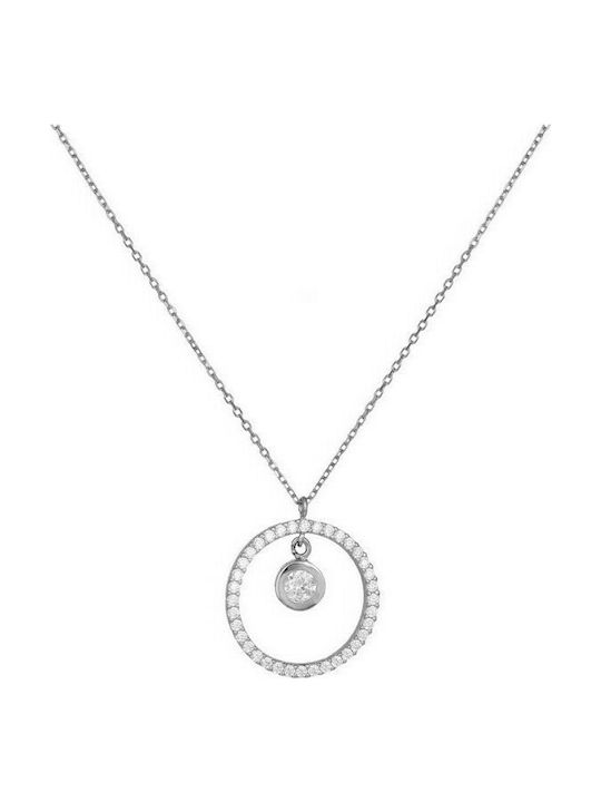 14K White gold necklace K14 gemstone circle with bezel 037299 037299 037299 Gold 14 Carat