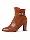 Tamaris Leather Women's Ankle Boots with High Heel Tabac Brown