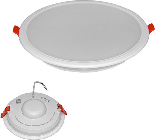 Adeleq Round Recessed LED Panel 20W with Warm White Light 3000K 16.8cm