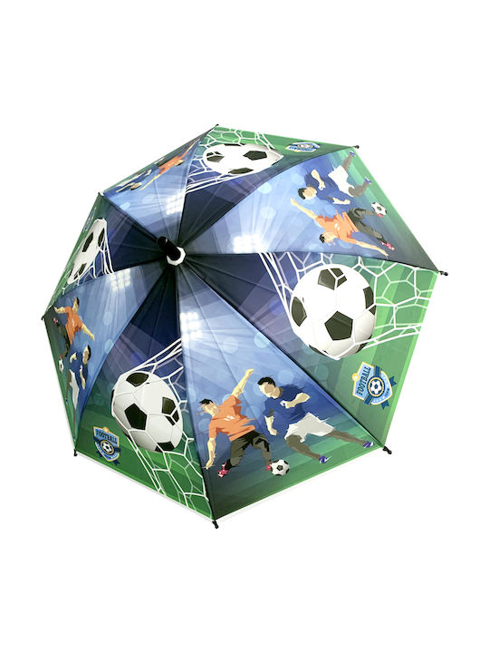 Chanos Kids Curved Handle Auto-Open Umbrella Football with Diameter 92cm Multicolour