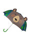 Stephen Joseph Kids Curved Handle Umbrella Pop Up 3D Bear with Diameter 56cm Brown