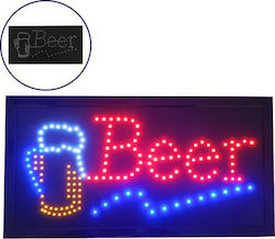 GloboStar Beer Πινακίδα LED με Κίνηση Μονής Όψης 48x25cm Κόκκινο / Μπλε / Πορτοκαλί