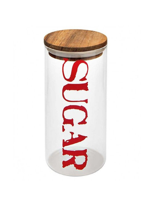Brandani Acacia Sugar Jar with Airtight Lid Glass Transparent 10x10x10cm 1 Piece