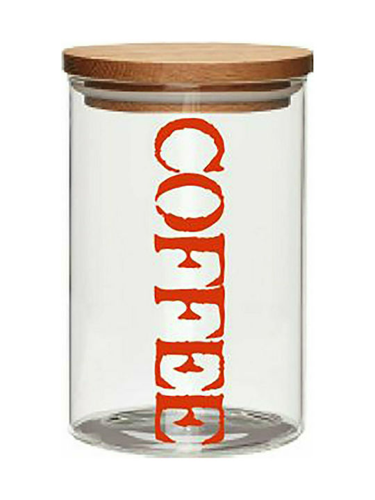 Brandani Acacia Glass Jar for Coffee with Airtight Lid Transparent 10x10x10cm 1 Piece