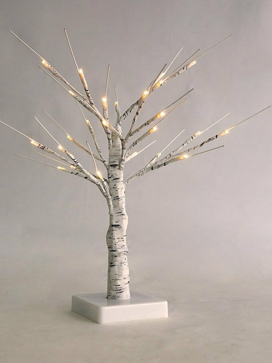 Aca Christmas Decorative Snowy Illuminated Wood Tree Natural Appearance 45cm IP20 Battery White