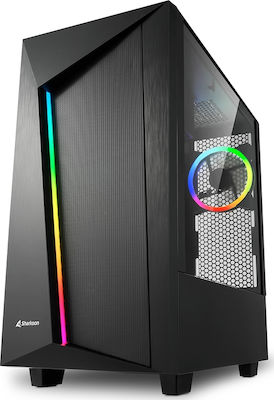 Sharkoon REV100 Gaming Midi Tower Computer Case with Window Panel and RGB Lighting Black