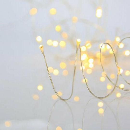 50 Lights LED 4.9m. Warm White Battery in String 1pcs