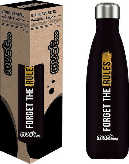 Must Team Forget The Rules Μπουκάλι Θερμός Ανοξείδωτο BPA Free 500ml Μαύρο