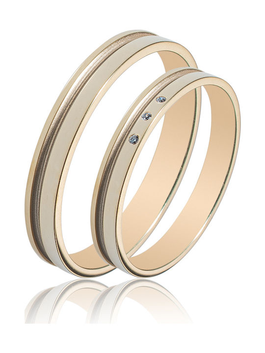 Maschio Femmina Sottile Wedding Rings of Yellow Gold 14K